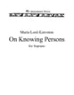 On Knowing Persons Vocal Solo & Collections sheet music cover